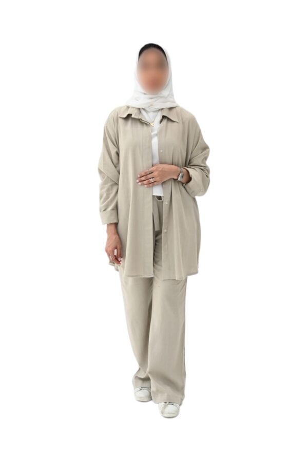 MZS05.2 - Grey Beige linen Pant Set
