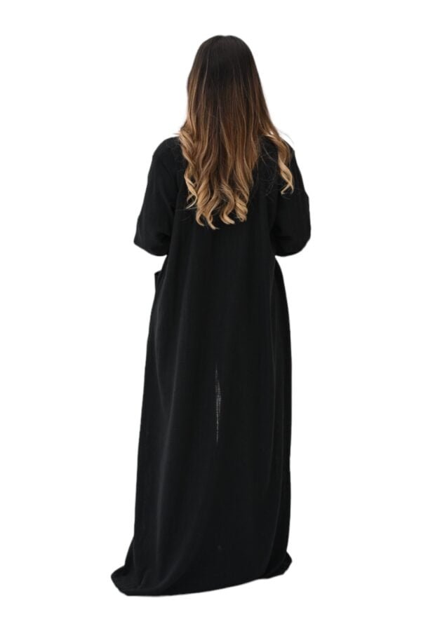 MZS01 - Linen Abaya Black
