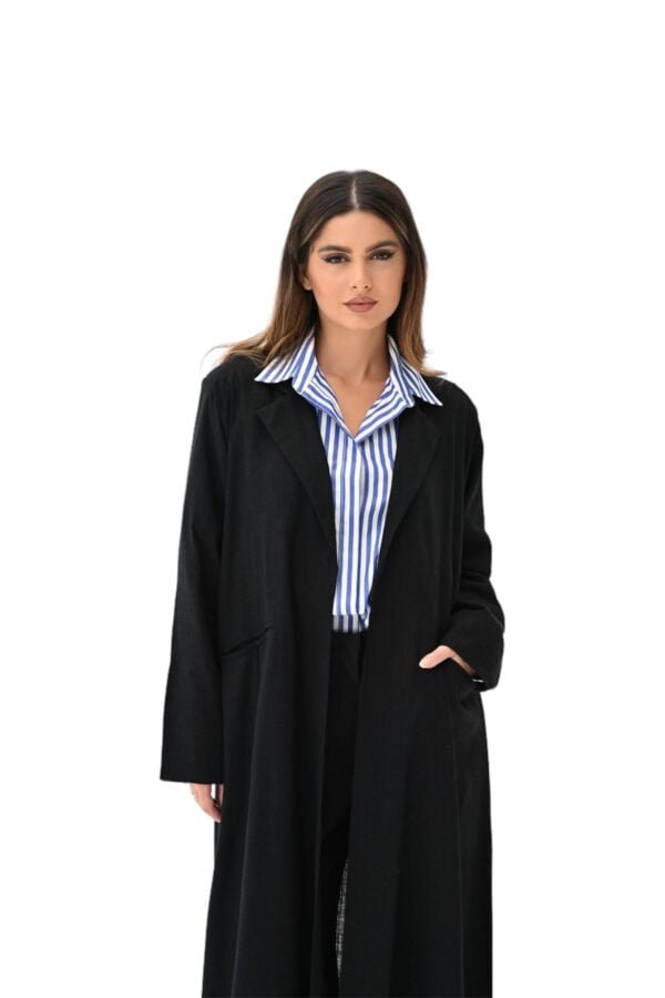 MZS01 - Linen Abaya Black