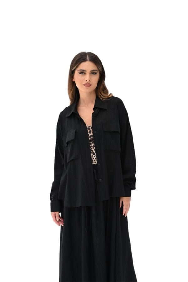 MZS04.3 - Linen Shirt & Skirt Black